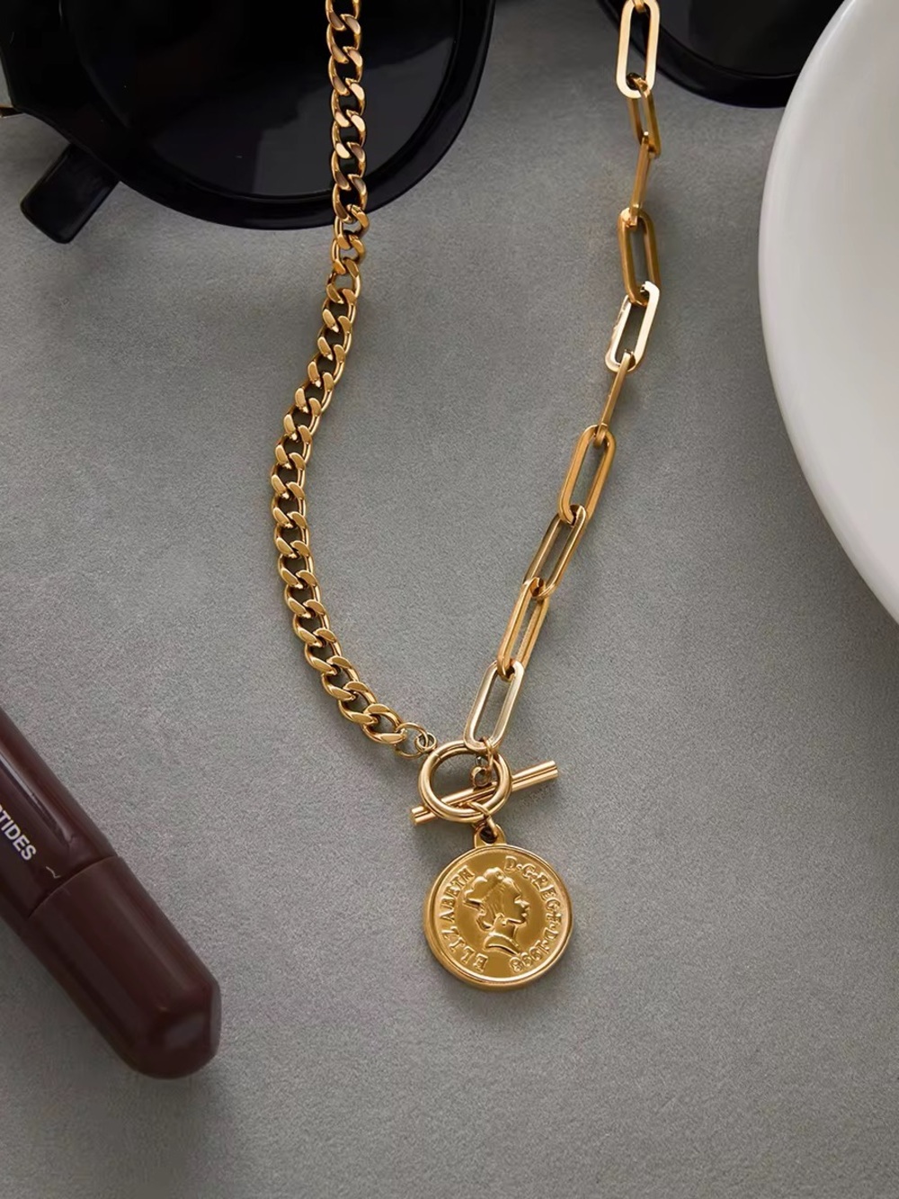 18K Gold Plated Coin Pendant Necklace - Picture 6 of 9